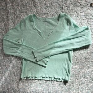 American Eagle Mint Green Women's waffle knit Top